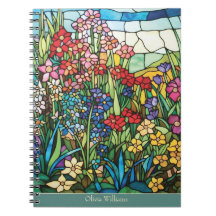 Stained Glass Floral Personalized Notebook