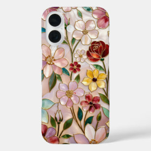 Stained Glass Floral Phone Case Pink Wildflower