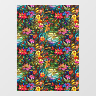 Stained Glass Floral Seamless Pattern Window Cling