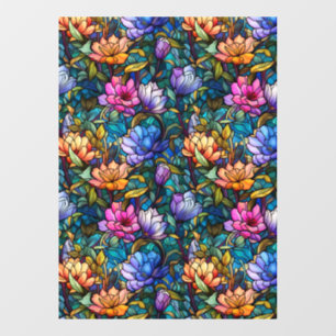 Stained Glass Floral Seamless Pattern Window Cling
