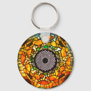 Stained glass floral vintage key ring