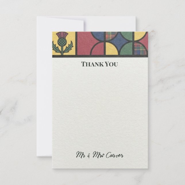 Stained Glass Floral Wedding Thank You Card (Front)