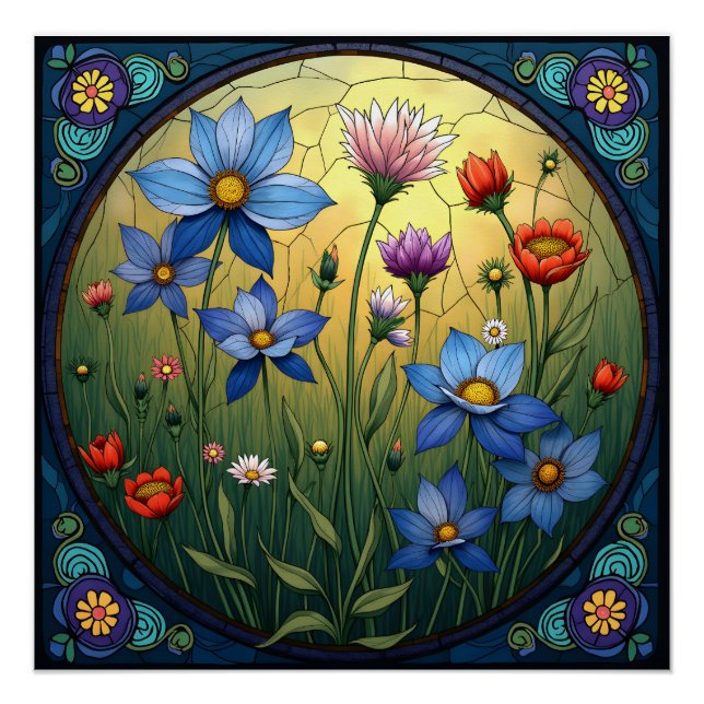 Stained Glass Florals Poster (Front)