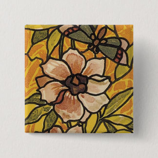 Stained glass flower Button