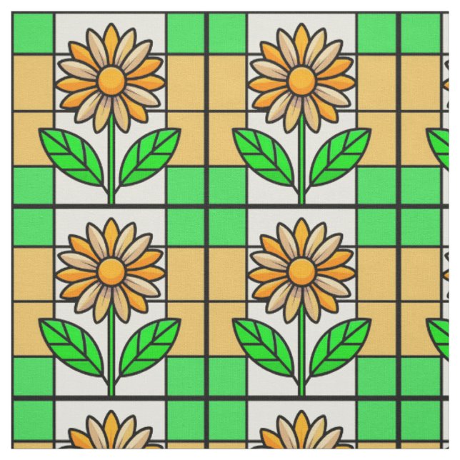 Stained Glass Flower Fabric (Swatch)