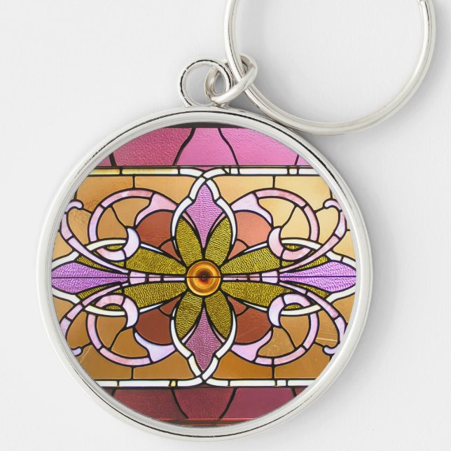 Stained Glass Flower Keychain (Front)