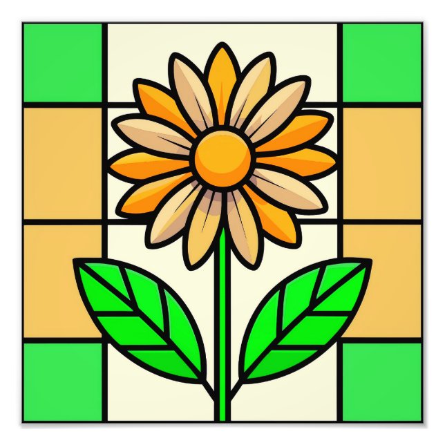 Stained Glass Flower Photo Print (Front)