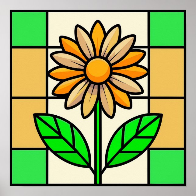 Stained Glass Flower Poster (Front)