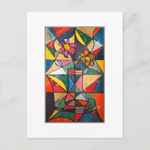 Stained Glass Flower Pot Acrylic Artwork Postcard