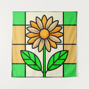 Stained Glass Flower Tapestry