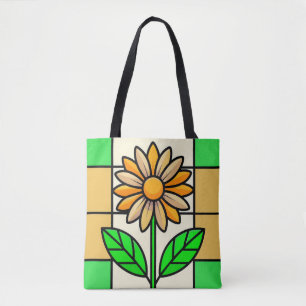 Stained Glass Flower Tote Bag
