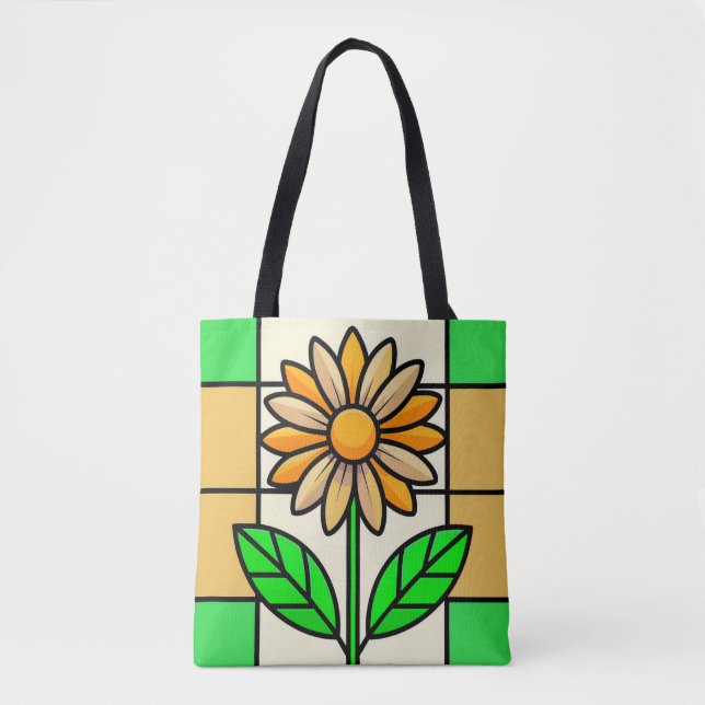 Stained Glass Flower Tote Bag (Front)