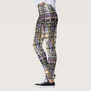 Stained Glass Flowers All Over Print Leggings