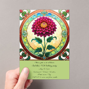 Stained Glass Flowers Birthday Party  Acrylic Invitations