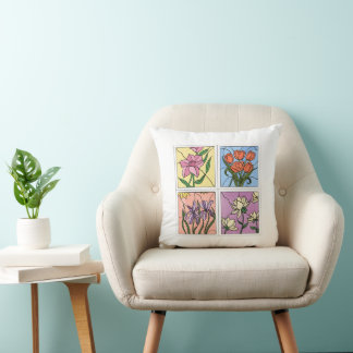 Stained Glass Flowers Cushion