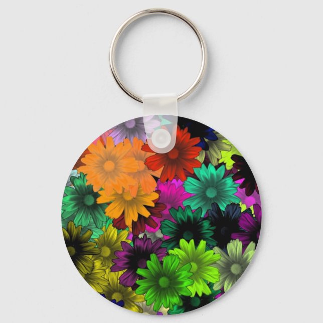 Stained glass flowers key ring (Front)