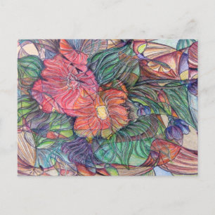 "Stained Glass" Flowers Postcard