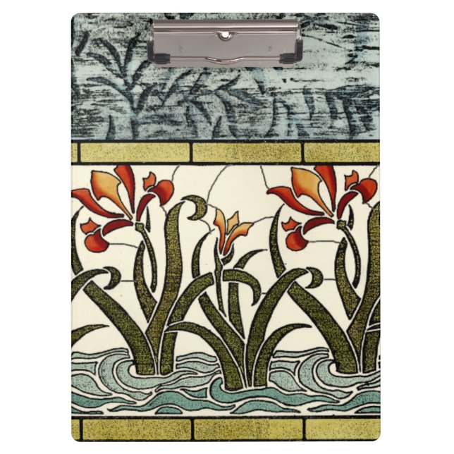 Stained Glass Flowers with Tan Border Clipboard (Front)
