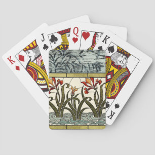 Stained Glass Flowers with Tan Border Playing Cards