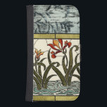 Stained Glass Flowers with Tan Border Samsung S4 Wallet Case<br><div class="desc">A lovely stained glass piece,  it features flowers growing out of stylised water at the bottom and an abstract of leaves at the top. A wonderfully beautiful purchase that would make an amazing gift!</div>