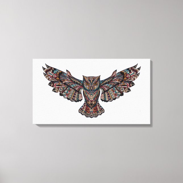 Stained Glass flying owl canvas painting (Front)