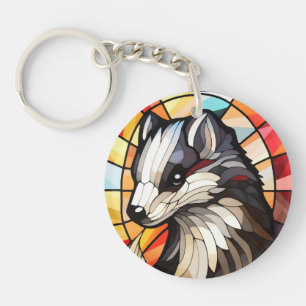 Stained Glass Forest Friend Skunk Key Ring