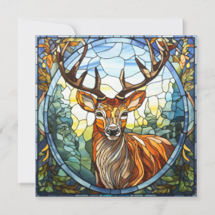 Stained Glass Forest Friend Stag Deer Invitation