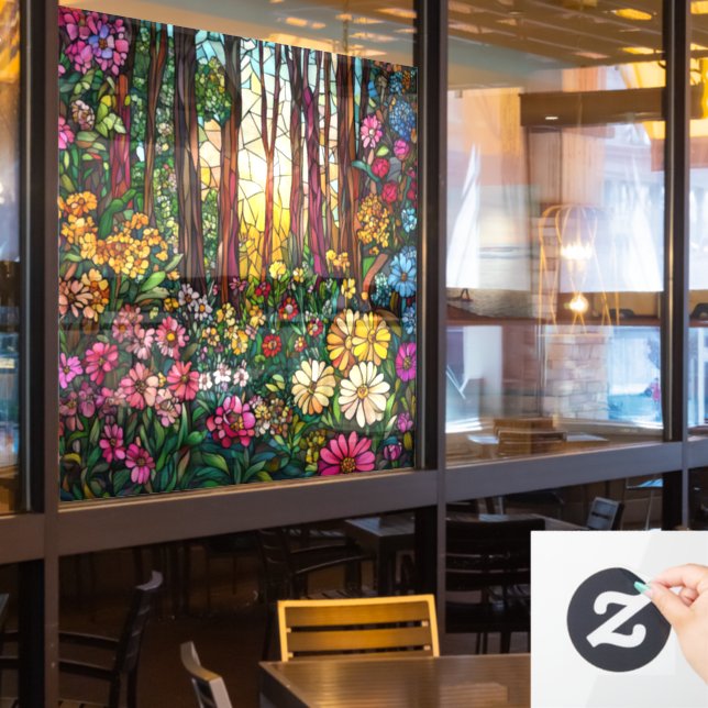 Stained Glass Forest Window Cling (Restaurant Window)