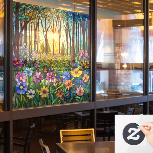 Stained Glass Forest Window Cling (Restaurant Window)