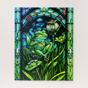 Stained Glass Frog Jigsaw Puzzle