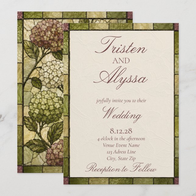 Stained Glass Garden Wedding Invitation (Front/Back)