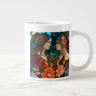 Stained Glass Gemini Zodiac Large Coffee Mug