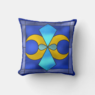 Stained Glass Geometric Moon Throw Pillow
