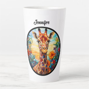 Stained Glass Giraffe Personalised Latte Mug