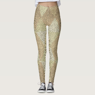 Stained Glass Gold Diamond Pattern Leggings