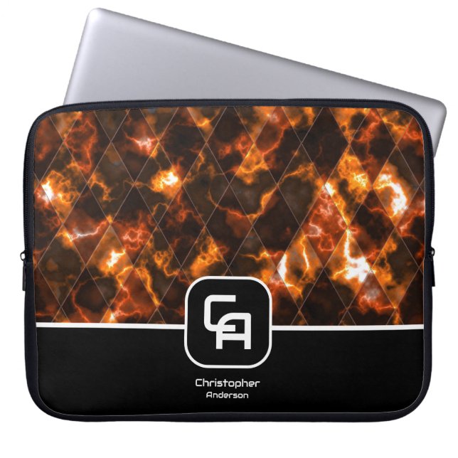 Stained Glass Gold Monogram  Laptop Sleeve (Front)