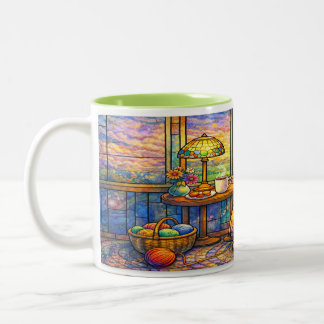 Stained Glass Grandma Mug Knitting, Cat & Cozy
