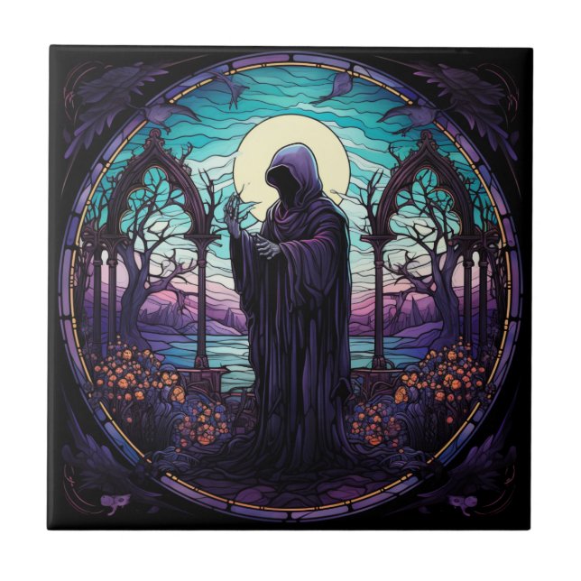 Stained Glass Grim Reaper Tile (Front)