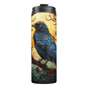 Stained Glass Halloween Raven Tumbler
