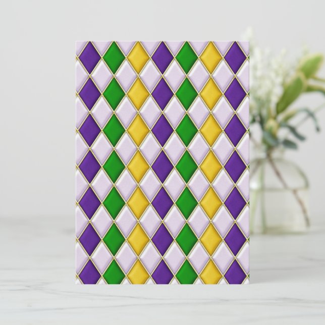 Stained Glass Harlequin Holiday Card (Standing Front)