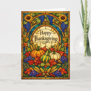 Stained Glass Harvest Happy Thanksgiving Design Card
