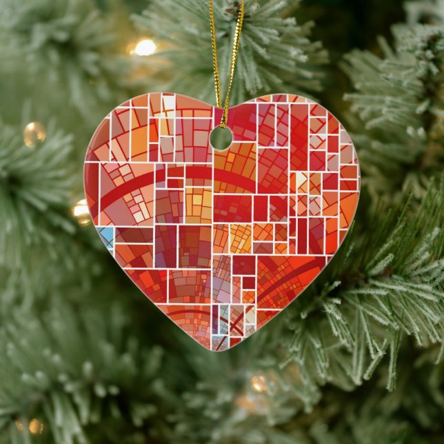 Stained Glass Heart Ceramic Tree Decoration (Tree)