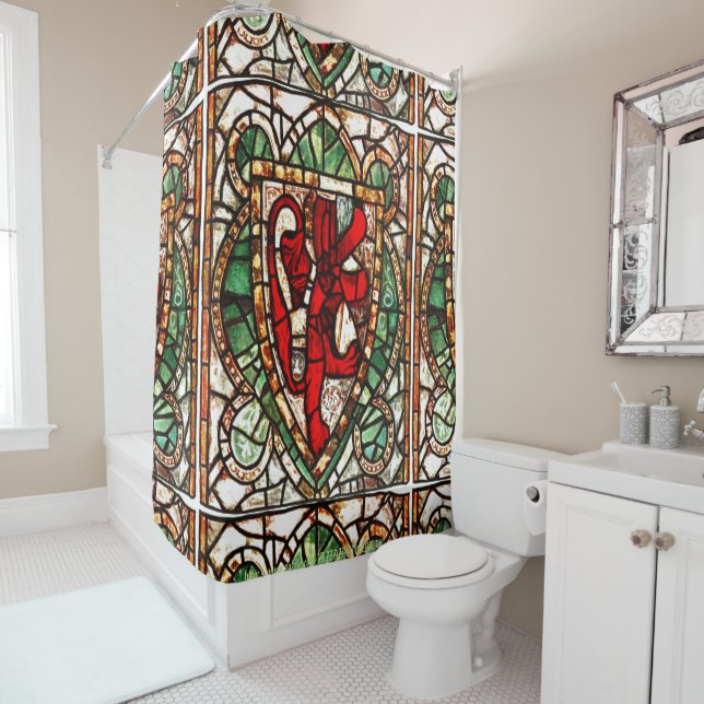"Stained glass Heraldic Panel" Shower Curtain (In Situ)