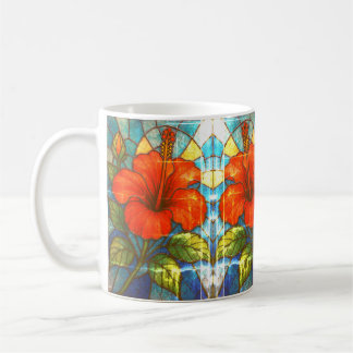 Stained Glass Hibiscus  Coffee Mug