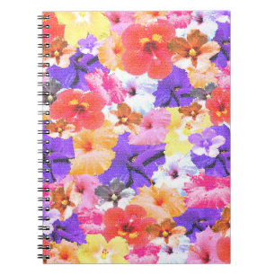 Stained Glass Hibiscus Flowers Collarge, Notebook