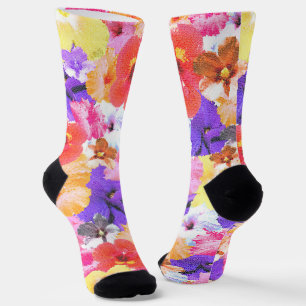 Stained Glass Hibiscus Flowers Collarge, Socks