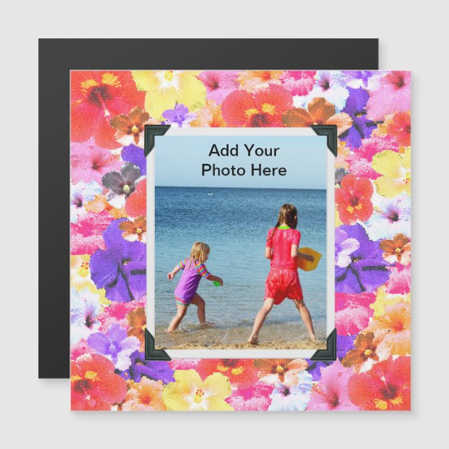 Stained Glass Hibiscus Flowers, Photo Frame (Front/Back)