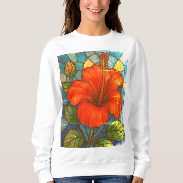 Stained Glass Hibiscus  Sweatshirt (Front)