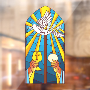 Stained Glass Holy Mass Host And Chalice