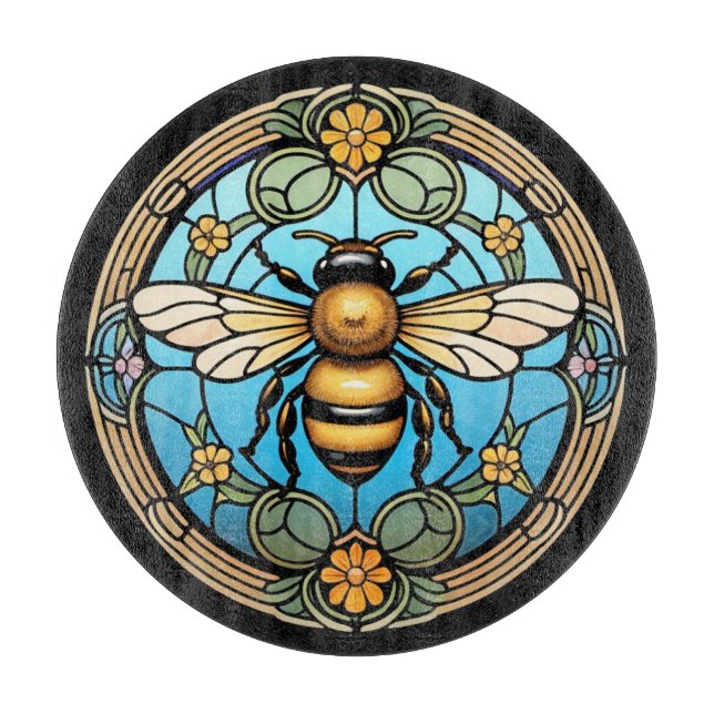 Stained Glass Honeybee Cutting Board (Front)